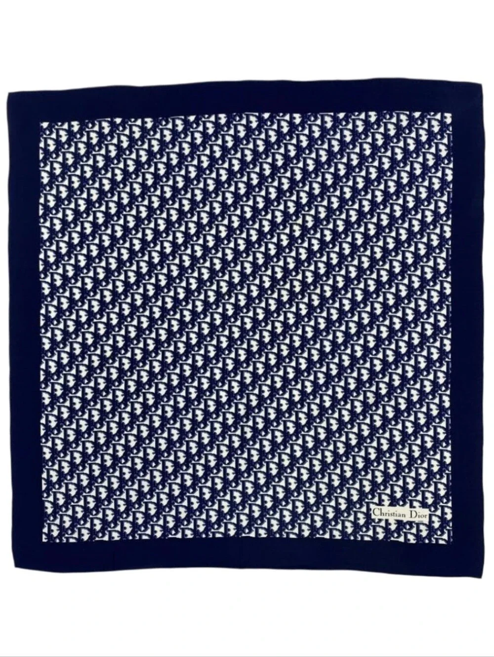 BNIB CHRISTAIN DIOR TROTTER 100% SILK SCARF BLUE Navy MITZAh Oblique
